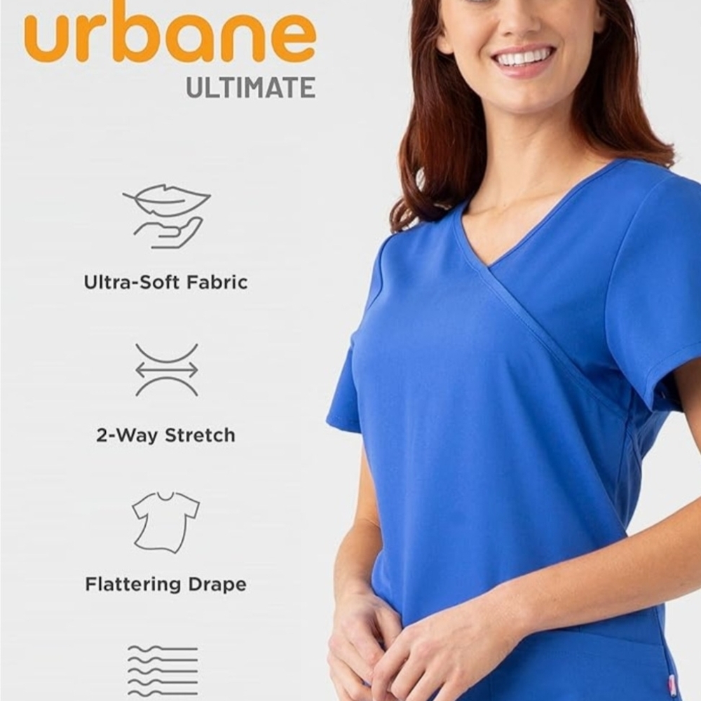 Landau Women's Short Sleeve V-Neck Top in Blue